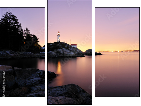 Point Atkinson Lighthouse in West Vancouver, Long Exposure - Three-piece canvas, Triptych