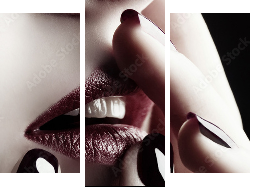 Close-up of lips and nails - Three-piece canvas, Triptych