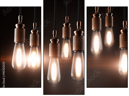 vintage light bulbs - Three-piece canvas, Triptych