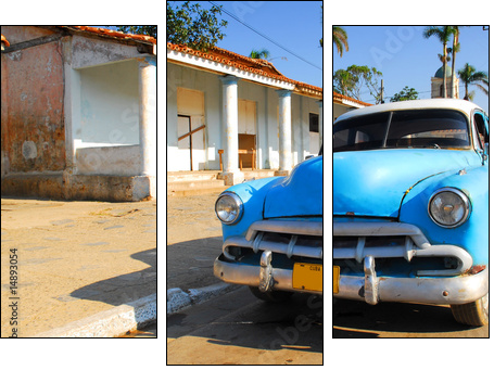 oldtimer car in cuba - Three-piece canvas, Triptych