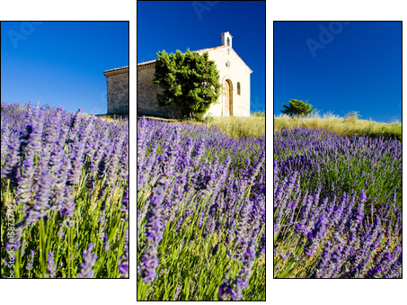 chapel, Plateau de Valensole, Provence, France - Three-piece canvas, Triptych