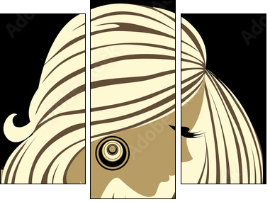 Beautiful girl with long hair and a tattoo - Three-piece canvas, Triptych