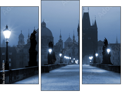 charles bridge, (blue) prague - Three-piece canvas, Triptych