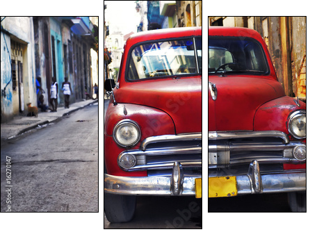 Old havana car - Three-piece canvas, Triptych