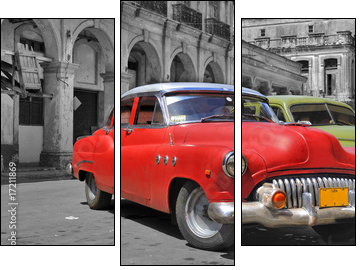Colorful Havana cars panorama - Three-piece canvas, Triptych