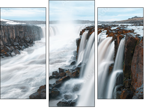 Famous Selfoss waterfall - Three-piece canvas, Triptych