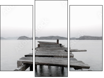 Jetty into a Mountain Lake - Three-piece canvas, Triptych