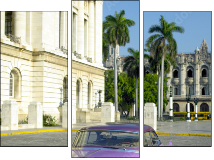 old car in front of Capitol Building, Old Havana, Cuba - Three-piece canvas, Triptych