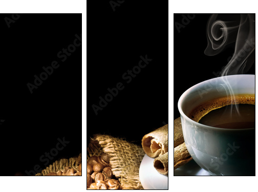 Coffee isolated on black - Three-piece canvas, Triptych