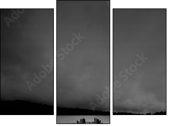 jetty view in black & white - Three-piece canvas, Triptych