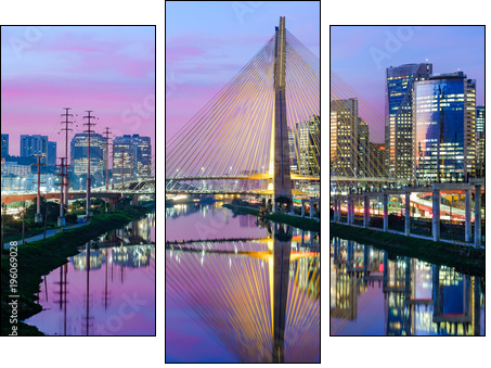 Sao Paulo Sunset Landscape - Brazil - Three-piece canvas, Triptych