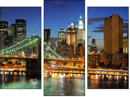 New york Manhattan bridge after sunset - Three-piece canvas, Triptych