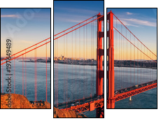 Golden Gate bridge, San Francisco California - Three-piece canvas, Triptych