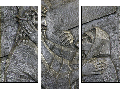 4th Station of the Cross - Jesus meets His Mother - Three-piece canvas, Triptych