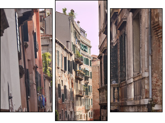 Small Side Canal Reflection Venice Italy - Three-piece canvas, Triptych