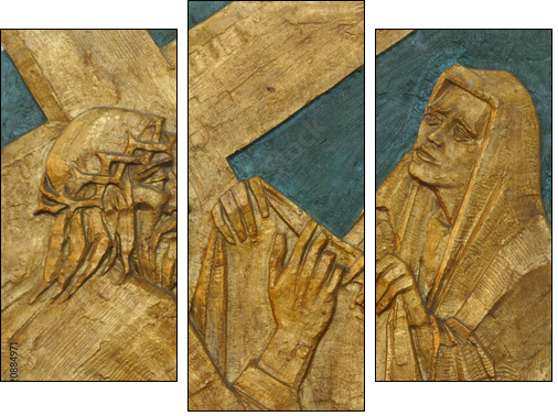 Veronica wipes the face of Jesus - Three-piece canvas, Triptych
