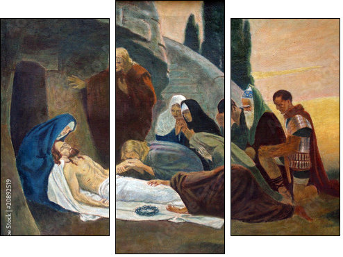 Jesus is laid in the tomb and covered in incense - Three-piece canvas, Triptych