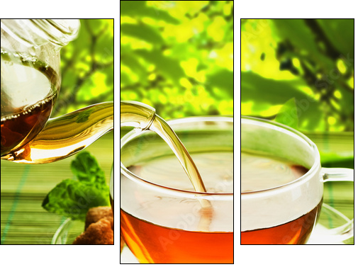 Pouring Healthy Tea - Three-piece canvas, Triptych