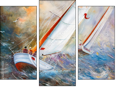 Sea regatta - Three-piece canvas, Triptych