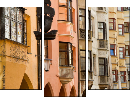 Row of old colorful buildings - Three-piece canvas, Triptych