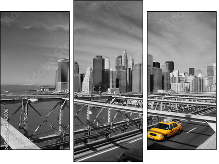 Brooklyn Bridge Taxi, New York - Three-piece canvas, Triptych