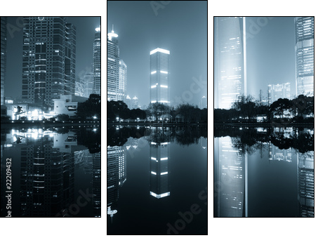 night view of shanghai - Three-piece canvas, Triptych
