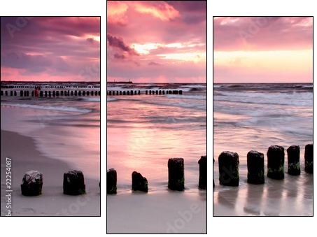 Calmness.Beautiful sunset at Baltic sea. - Three-piece canvas, Triptych