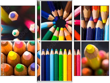 collage of colorful pencils - Three-piece canvas, Triptych