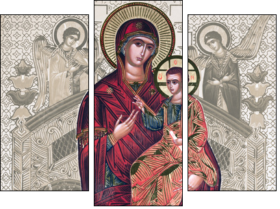 antique russian icon - elaborated image - Three-piece canvas, Triptych