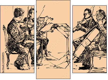 musician quartet - Three-piece canvas, Triptych