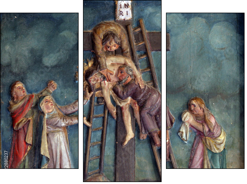 Jesus' body is removed from the cross - Three-piece canvas, Triptych