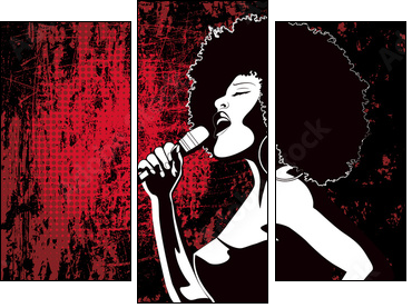 jazz singer on grunge background - Three-piece canvas, Triptych