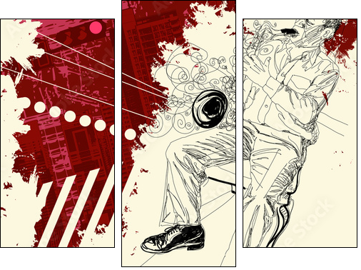 saxophonist on a grunge background - Three-piece canvas, Triptych