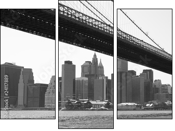 New York City Brooklyn bridge black & white - Three-piece canvas, Triptych