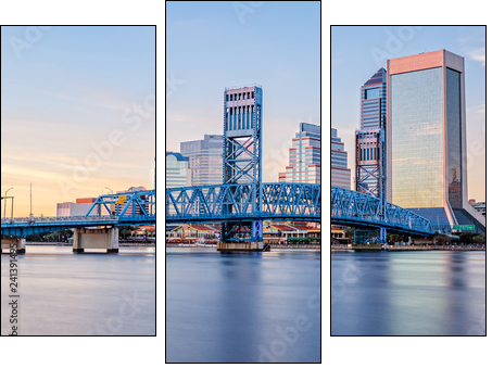 Skyline of Jacksonville, FL and Main Street Bridge - Three-piece canvas, Triptych