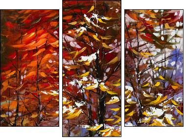 Road to autumn wood - Three-piece canvas, Triptych