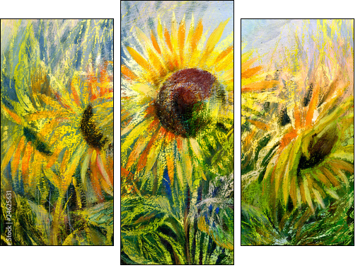 Sunflowers - Three-piece canvas, Triptych
