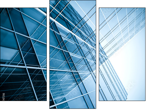 modern glass silhouettes of skyscrapers at night - Three-piece canvas, Triptych
