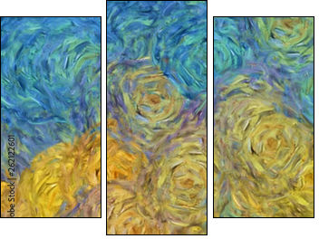 Abstract texture background. Digital painting in Vincent Van Gogh style artwork. Hand drawn artistic pattern. Modern art. Good for printed pictures, postcards, posters or wallpapers and textile print. - Three-piece canvas, Triptych