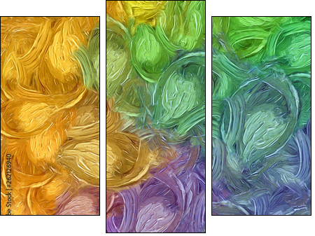 Impressionism wall art print. Vincent Van Gogh style oil painting. Swirl splashes. Surrealism artwork. Abstract artistic background. Real brush strokes on canvas. - Three-piece canvas, Triptych