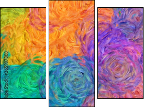 Abstract impressionism painting in Vincent Van Gogh style imitation. Art design background pattern for artistic creative printing production. Wall poster or canvas print template for interior decor. - Three-piece canvas, Triptych