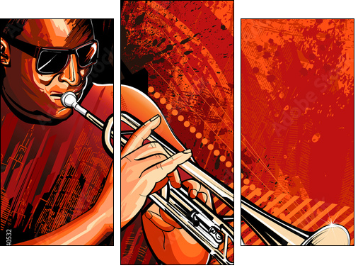 Trumpet player - Three-piece canvas, Triptych
