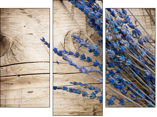 Lavender over wood background.With copy-space - Three-piece canvas, Triptych