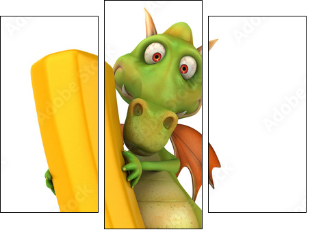 Dragon et crayon - Three-piece canvas, Triptych