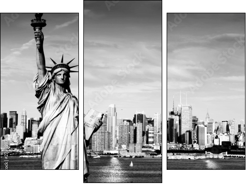 afternoon vibrant capture of new york midtown over hudson - Three-piece canvas, Triptych