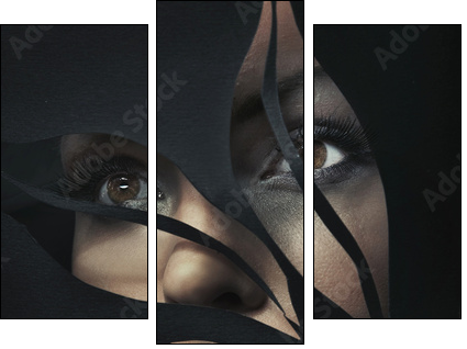 Shaped portrait of a beautiful woman - Three-piece canvas, Triptych