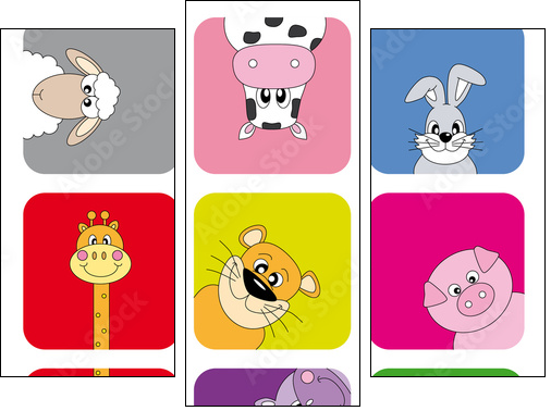 animales divertidos - Three-piece canvas, Triptych