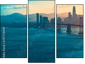 Aerial view of the Bay Bridge in San Francisco, CA - Three-piece canvas, Triptych