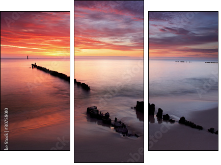 Sunrise on ocean - baltic - Three-piece canvas, Triptych