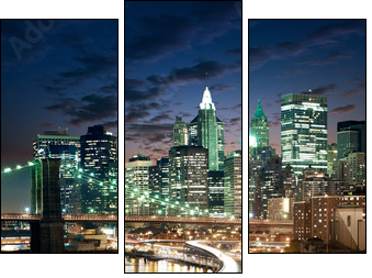 Amazing New York cityscape - taken after sunset - Three-piece canvas, Triptych